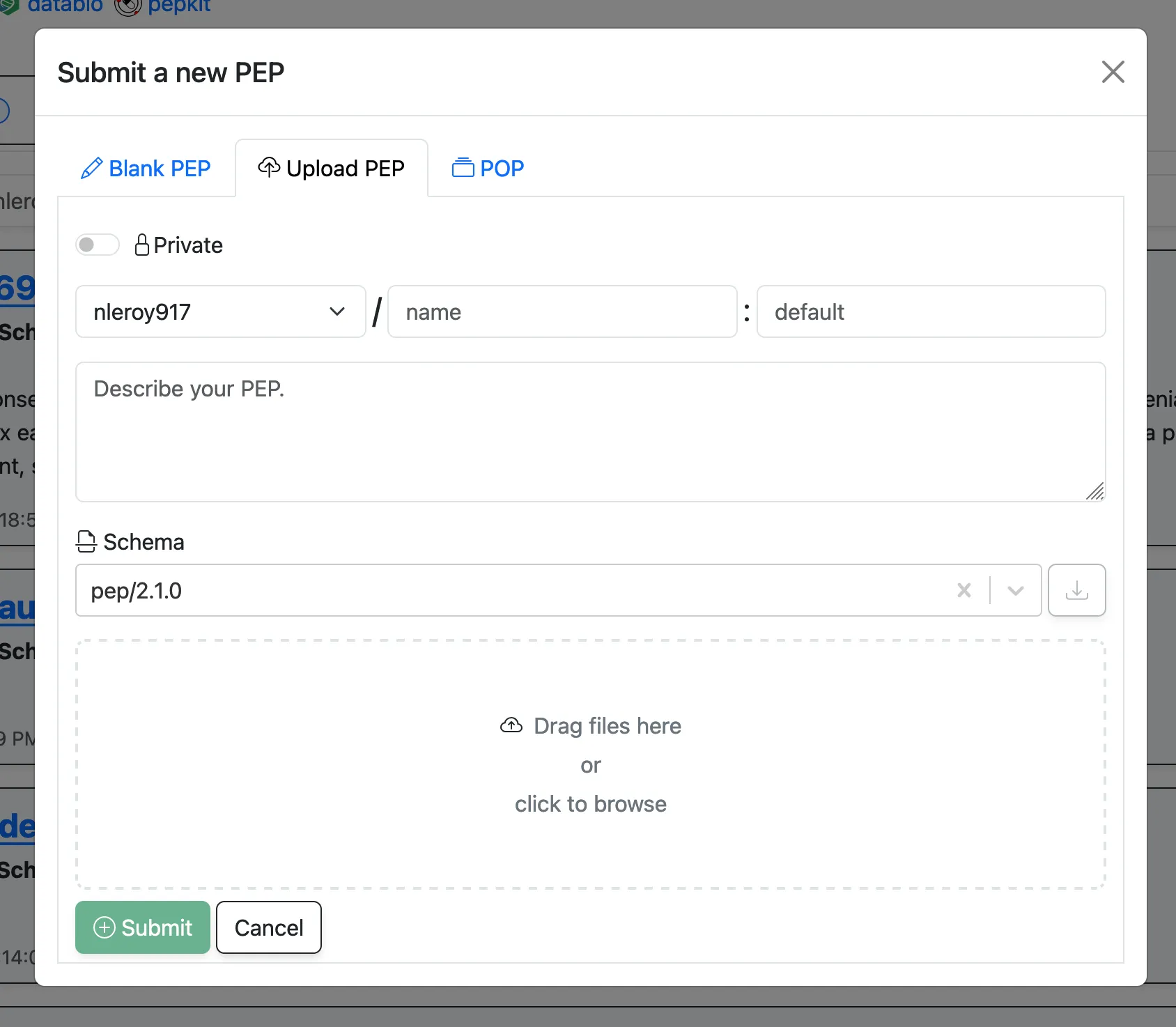 Submission form for a new PEP